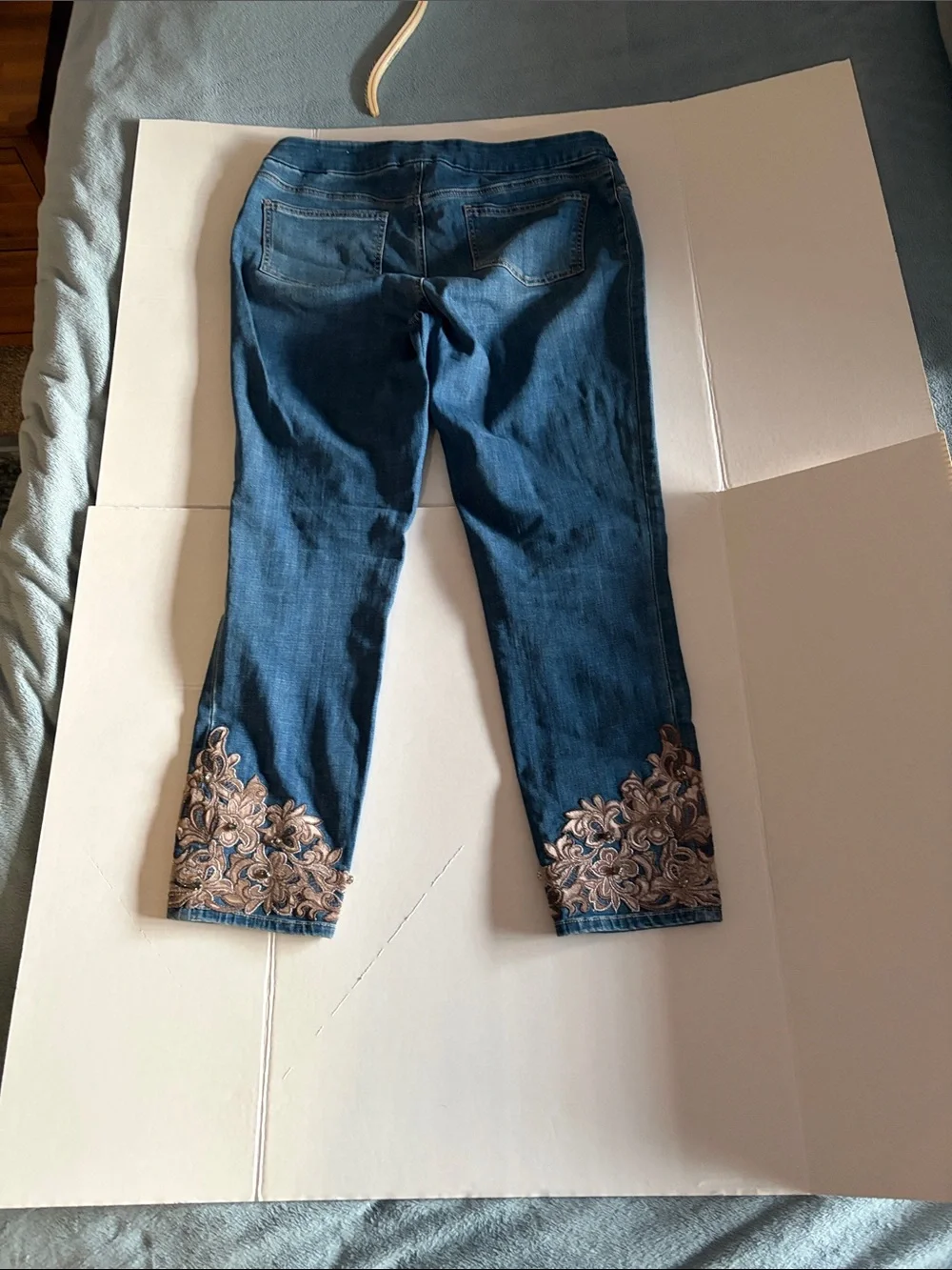 Chico's Dark Blue Embroidered Ankle Jeans - Picture 4 of 5